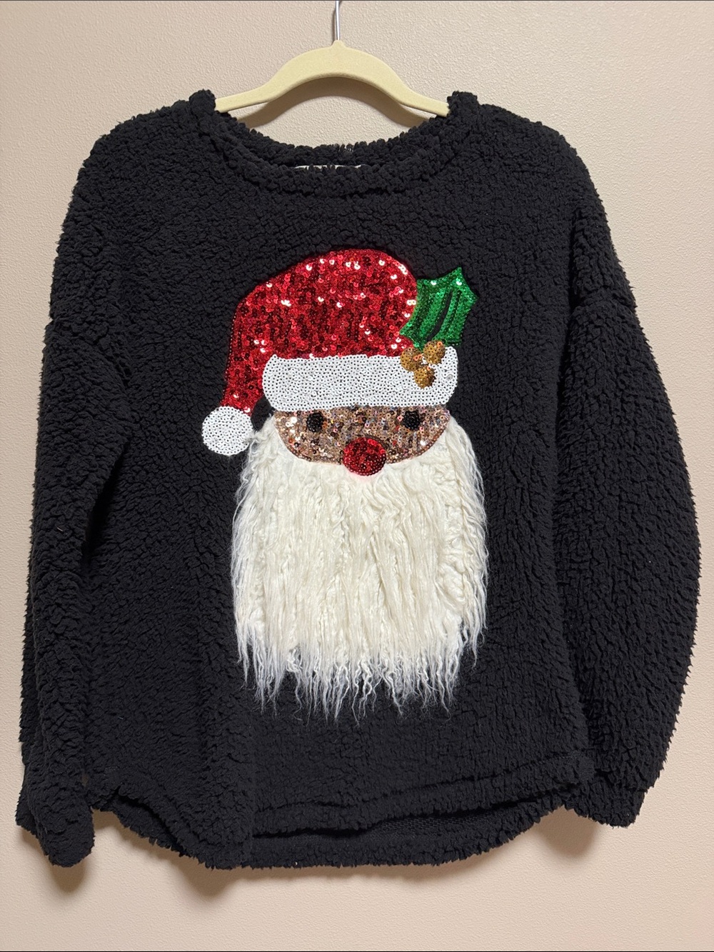 Chance or Fate Sequins Santa Sherpa Top